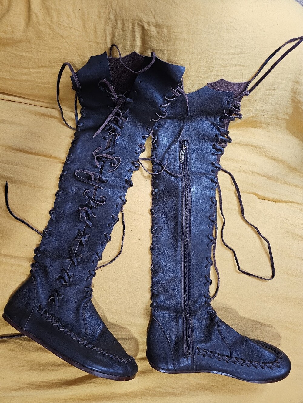 Gipsy Dharma Brown Lace-Up Over-the-Knee Women's Boots Size UK39